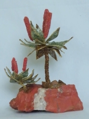 Aloe (± 18 cm) mit Jaspis, Aventurin und Tigerauge
